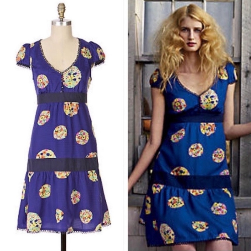Vintage Anthropologie Maeve Lighthouse Route Silk Dress